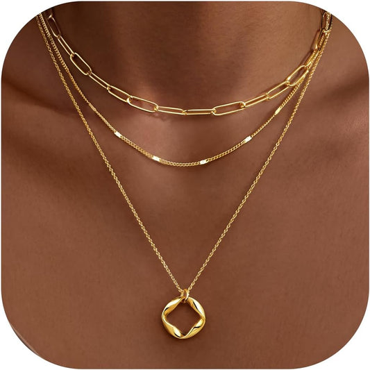Layered Gold Necklaces 14K Gold Silver Plate