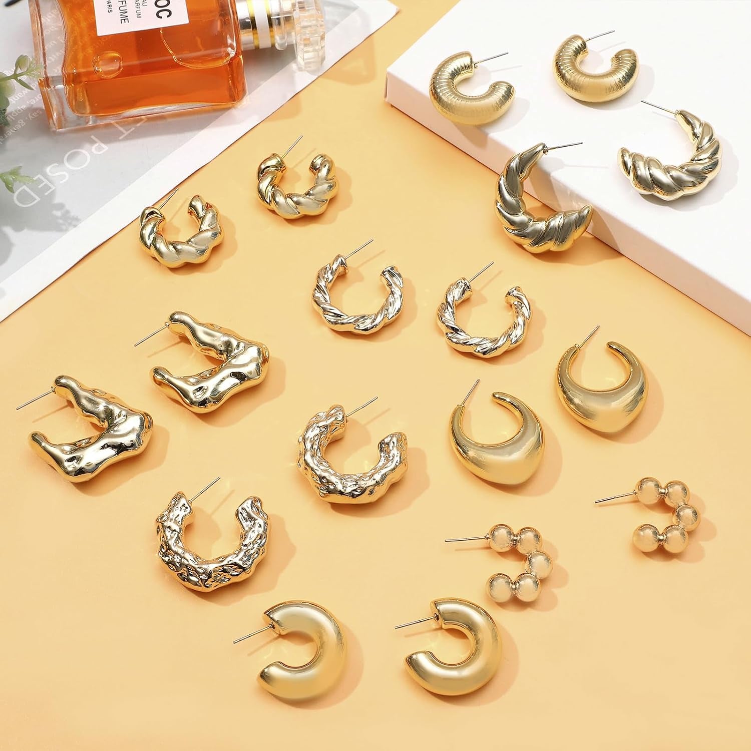 9 Pairs Stainless Steel Hoop Earrings for Men Hypoallergenic Earring Huggie Cartilage Earring Set Gold Silver Black Small Hoop Earrings for Women Men