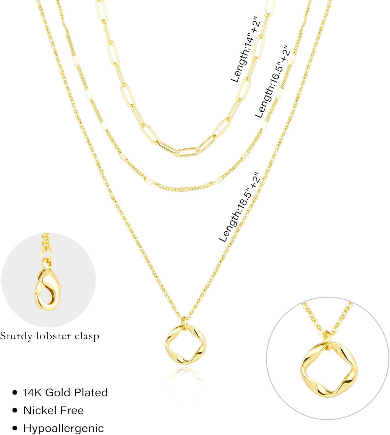 Layered Gold Necklaces 14K Gold Silver Plate