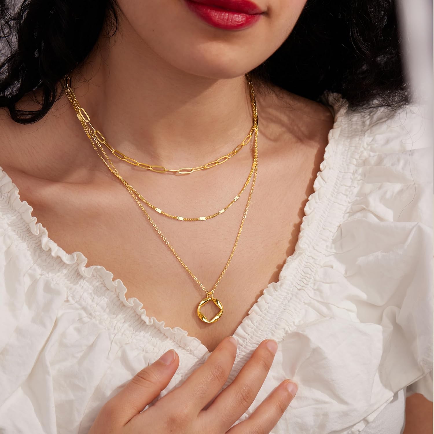Layered Gold Necklaces 14K Gold Silver Plate