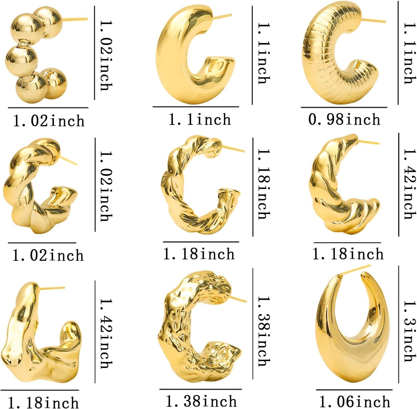 9 Pairs Stainless Steel Hoop Earrings for Men Hypoallergenic Earring Huggie Cartilage Earring Set Gold Silver Black Small Hoop Earrings for Women Men