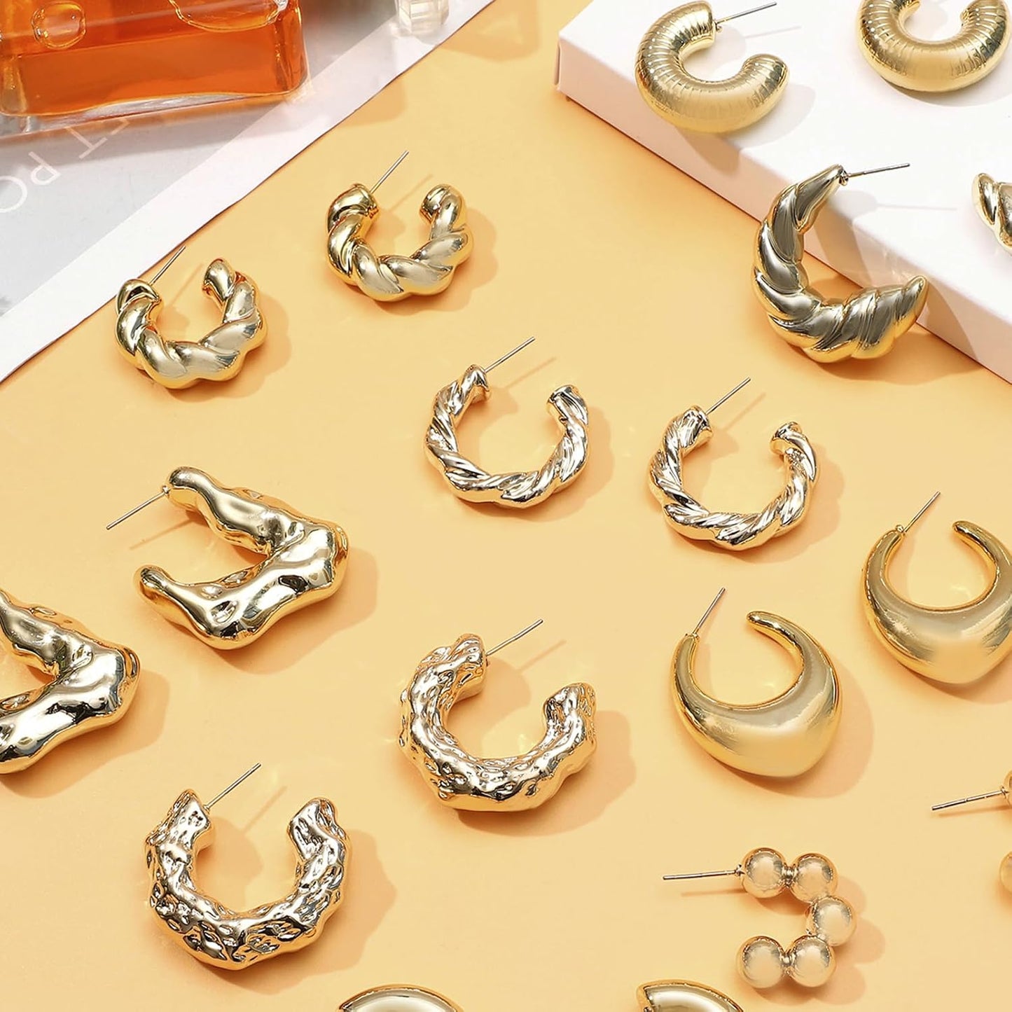 9 Pairs Stainless Steel Hoop Earrings for Men Hypoallergenic Earring Huggie Cartilage Earring Set Gold Silver Black Small Hoop Earrings for Women Men